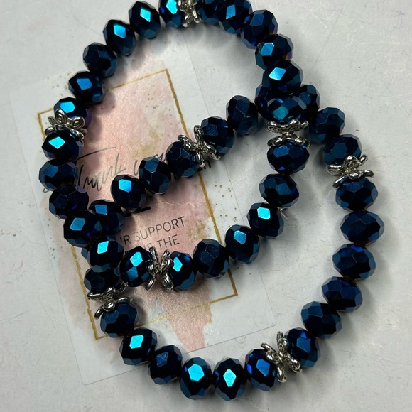 Blue Crystal Beaded Bracelet Set - Picture 3 of 3